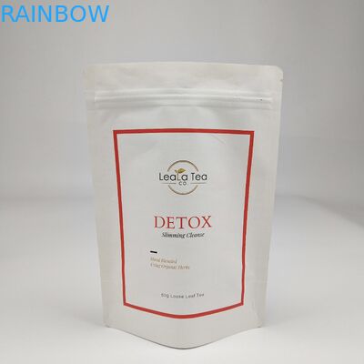 Embalagem personalizada Logotipo personalizado Todos os tamanhos Eco White Kraft Paper Stand Up Pouches Sacos Para Nozes de Chá Café