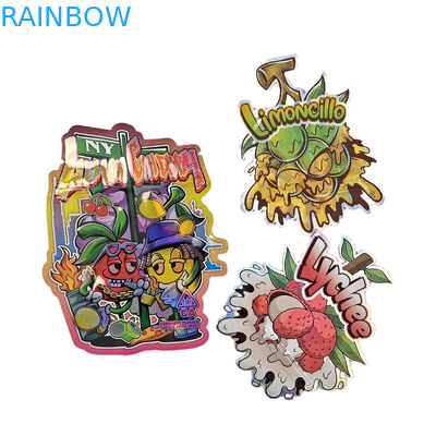 Bolsas de forma Mylar com logotipo personalizado Impresso Holográfico Irregular Ziplock Proof Odor 3.5g 7g 14g 28g Bolsas de lanches