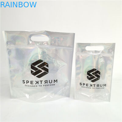 Logotipo personalizado Bolsas de fechadura Zip Flat Holographic Film Mini Mylar Three Side Seal