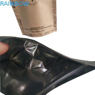 Saco de embalagem de alimentos de fundo plano Filme de impressão em branco simples Top de enchimento com válvula de ar