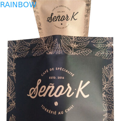 Saco de embalagem de alimentos de fundo plano Filme de impressão em branco simples Top de enchimento com válvula de ar