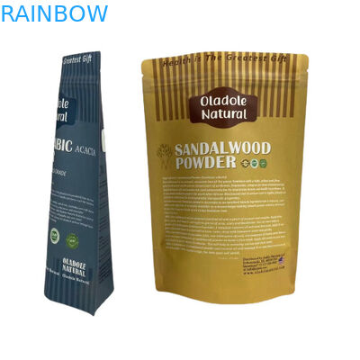 Embalagem de sacos de lanches de papel castanho Kraft Stand Up Pouch Flat Bottom With Zipper