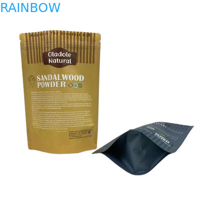 Embalagem de sacos de lanches de papel castanho Kraft Stand Up Pouch Flat Bottom With Zipper