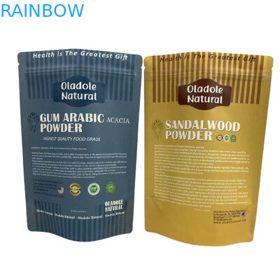 Embalagem de sacos de lanches de papel castanho Kraft Stand Up Pouch Flat Bottom With Zipper