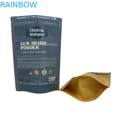 Embalagem de sacos de lanches de papel castanho Kraft Stand Up Pouch Flat Bottom With Zipper