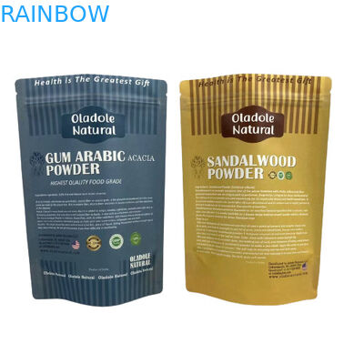 Embalagem de sacos de lanches de papel castanho Kraft Stand Up Pouch Flat Bottom With Zipper