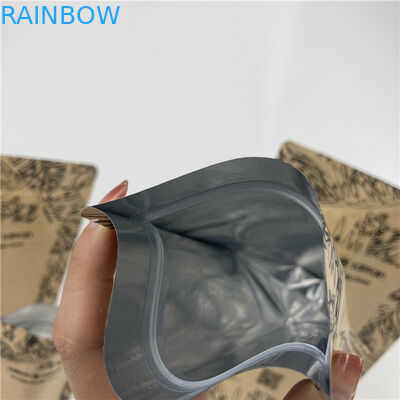Promocional Stand Up Pouch Food Grade Heat Seal Impresso Biodegradable Custom Food Kraft Paper Bag Com Zipper