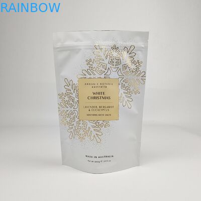 Soft Touch Stand Up Pouch Custom Printed Zipper Food Candy Body Scrub Embalagem Saco de sal de banho de plástico