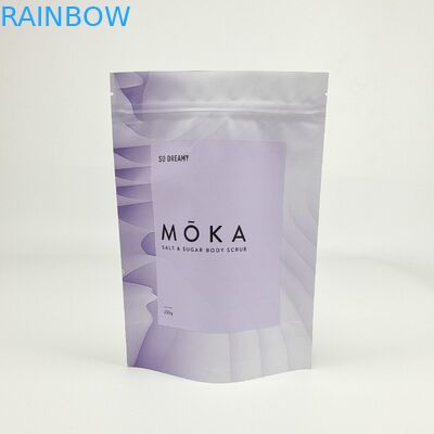 Impressão digital personalizada Bolsa de papel Kraft Stand Up Ziplock Bolsas de folha de alumínio para embalagens de limpeza de corpo de café