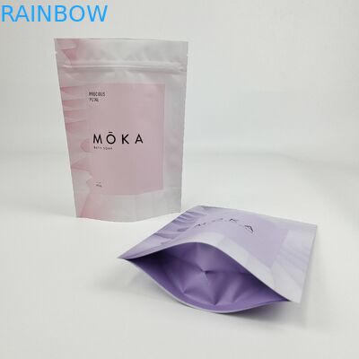 Impressão digital personalizada Bolsa de papel Kraft Stand Up Ziplock Bolsas de folha de alumínio para embalagens de limpeza de corpo de café