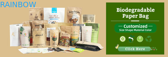 Saco de papel kraft biodegradável e ecologicamente correto, saco com fecho de fecho, saco de embalagem de alimentos, saco de papel com janela