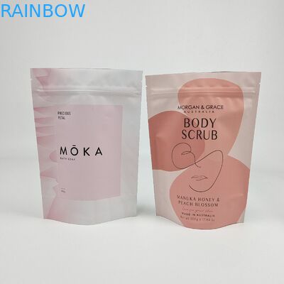 Sacos de embalagem impressos de alta qualidade de papel alumínio de plástico custom zipper stand up pouches para sal de banho