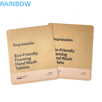 Logotipo personalizado 100% de papel kraft biodegradável sacos recolocáveis para alimentos pó nozes comestíveis embalagem saco de chá magro vazio