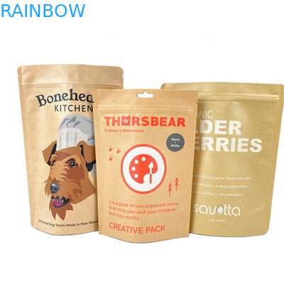Impressão digital Logotipo personalizado Bolsas de papel kraft branco para amêndoas em pó de manga Alimentos para animais de estimação Papel biodegradável à prova de odor Packa