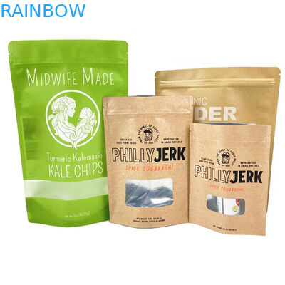 Bolsas de papel Kraft de design próprio personalizado para bolinhos de bolo de nozes comestíveis em pó alimentos para animais de estimação embalagem biodegradável à prova de cheiro