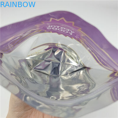 Customize o seu próprio logotipo Impressão digital Ziplock Edibles Stand Up Sacos de embalagem com janela