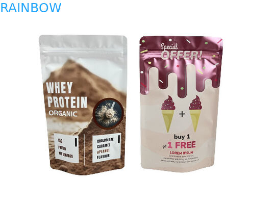 Bolsas de embalagem de papel kraft à prova de cheiro reabastecíveis personalizadas para doces de goma em pó com logotipo