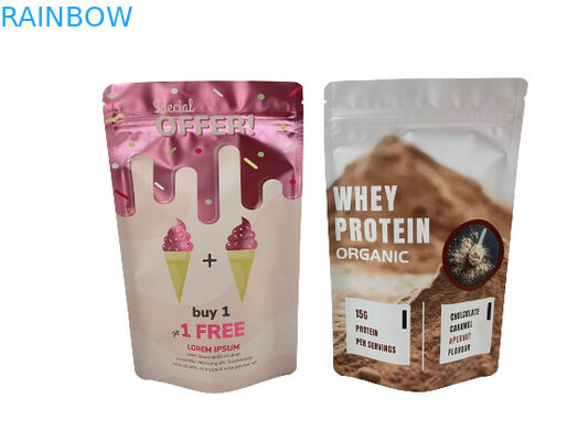 Bolsas de embalagem de papel kraft à prova de cheiro reabastecíveis personalizadas para doces de goma em pó com logotipo