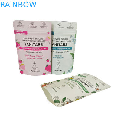 Bolsa Kraft composto ecológico com fecho de fecho para embalagem de pó cosmético