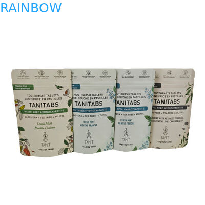 Bolsa Kraft composto ecológico com fecho de fecho para embalagem de pó cosmético