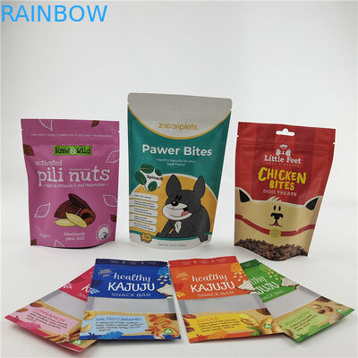 Bolsa de qualidade alimentar impressa personalizada e reciclável e ambientalmente amigável com fecho para embalagens de lanches