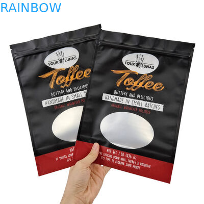 Característica de corte de lágrimas Bolsa de alimentos para animais de estimação com design transparente e fechamento com fecho de fecho