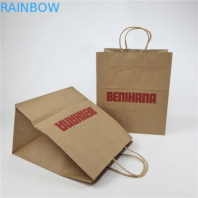 Promoção Preço adequado Baixo quadrado Bolsa de papel Kraft personalizada Bolsa de compras biodegradável de impressão personalizada