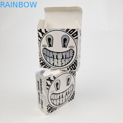 Caixa de papel branco de papelão com filme UV brilhante personalizado 400g para amostra de óleo de argão cosmético