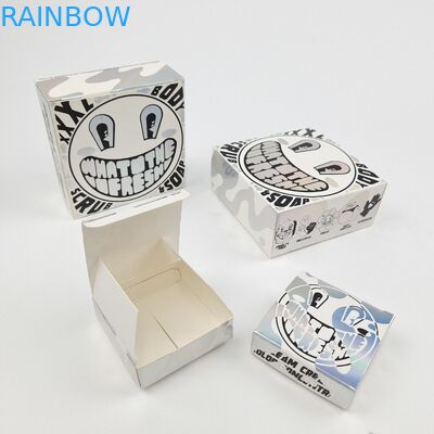 Caixa de papel branco de papelão com filme UV brilhante personalizado 400g para amostra de óleo de argão cosmético