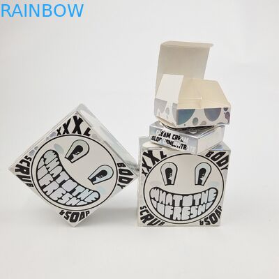 Caixa de papel branco de papelão com filme UV brilhante personalizado 400g para amostra de óleo de argão cosmético