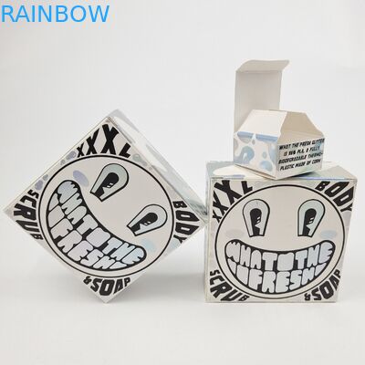 Caixa de papel branco de papelão com filme UV brilhante personalizado 400g para amostra de óleo de argão cosmético