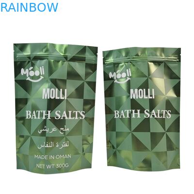 Embalagem de plástico para esfregar o corpo Saco de banho Sal natural de mergulho Sacos Mylar com fecho