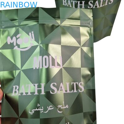 Embalagem de plástico para esfregar o corpo Saco de banho Sal natural de mergulho Sacos Mylar com fecho