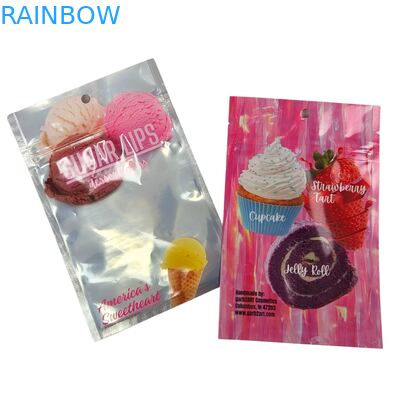 Saco plástico Mylar com frente transparente e verso em folha de alumínio, com zíper selado a quente, autosselante, à prova de umidade, projetado sob medida para açúcar