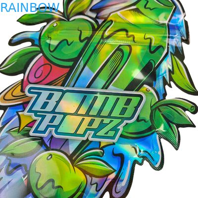 Comestível Cali 3.5g 7g Mylar Ziplock Toque suave Proof de cheiro de forma irregular Cookie Die Cut embalagem Saco de plástico