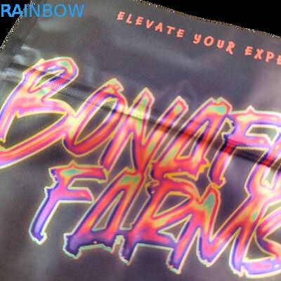 Sacos de Mylar Holográficos Soft Touch com Zíper para Doces Ervas Flores Secas Gomas Biscoitos Açúcar Embalagem à Prova de Crianças