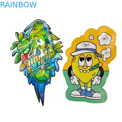 Forma personalizada Caixa de visualização 3.5g Bolsas Mylar à prova de crianças Soft Touch Die Cut Bag Para 1g 3.5g 7g 14g 28g plástico comestível