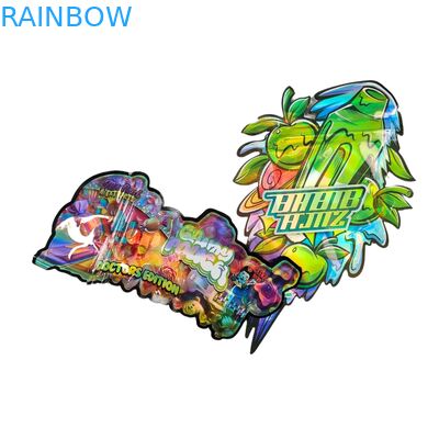 Forma personalizada Caixa de visualização 3.5g Bolsas Mylar à prova de crianças Soft Touch Die Cut Bag Para 1g 3.5g 7g 14g 28g plástico comestível