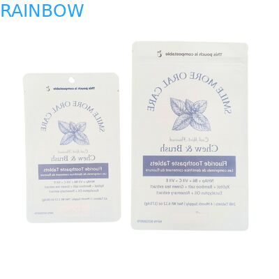 Saco de Papel Kraft Biodegradável Branco Stand Pouch Ziplock Embalagem Plástica Para Alimentos para Animais de Estimação Compostável