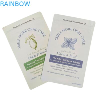 Saco de Papel Kraft Biodegradável Branco Stand Pouch Ziplock Embalagem Plástica Para Alimentos para Animais de Estimação Compostável