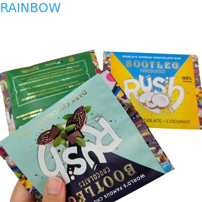 Saquete comestível de papel alumínio sello traseiro pequeno plástico mylar aveia chocolate barra energética biscoito lanche saco de embalagem doces