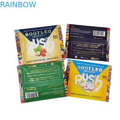 Saquete comestível de papel alumínio sello traseiro pequeno plástico mylar aveia chocolate barra energética biscoito lanche saco de embalagem doces