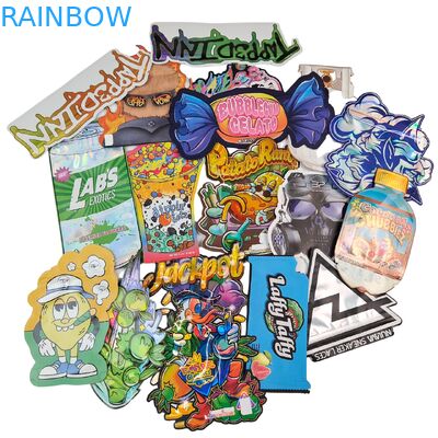Embalagem Rainbow Custom Die Cut Mylar Bags Forma Especial 3.5g 7g 14g 28g Infantil Proof Proof Comestível Saco de Flor de Plástico
