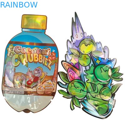 Venda Quente Gloss Die Cut Mylar Bag Com Zipper Edibles Proof Odor 3.5 7g 14g 28g Goma de cogumelo Bolsa de plástico de impressão personalizada