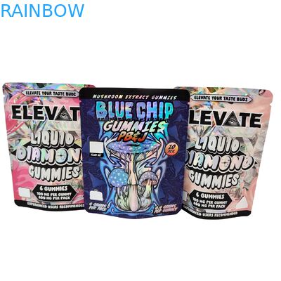 Calidade de corte a óleo 3.5g 7g 14g 28g Sacos Mylar para pastilhas de mascar Goma Holográfica à prova de cheiro Sacos Ziplock