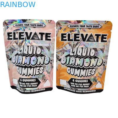 Calidade de corte a óleo 3.5g 7g 14g 28g Sacos Mylar para pastilhas de mascar Goma Holográfica à prova de cheiro Sacos Ziplock