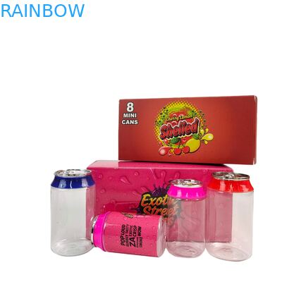 Frasco PET transparente com rótulo personalizado de 3,5g e 7g com tampas de alumínio de rosca para embalagem de alimentos, doces, biscoitos, exibição em caixas de papel