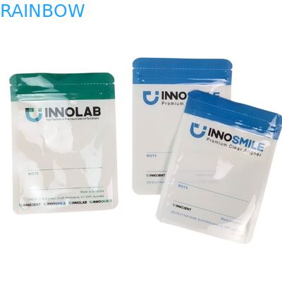 Saco de zíper branco personalizável para dentes Dentários alinhadores transparentes Embalagem de um lado transparente com vedação térmica e alinhamento do logotipo
