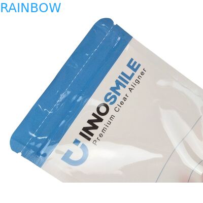 Saco de zíper branco personalizável para dentes Dentários alinhadores transparentes Embalagem de um lado transparente com vedação térmica e alinhamento do logotipo