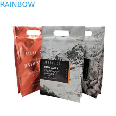  Eco-Friendly Ziplock Bag with Handle Flat Bottom Pouch Zipper for Bath Salt Body Scrub Shampoo Packaging Plastic Bags
